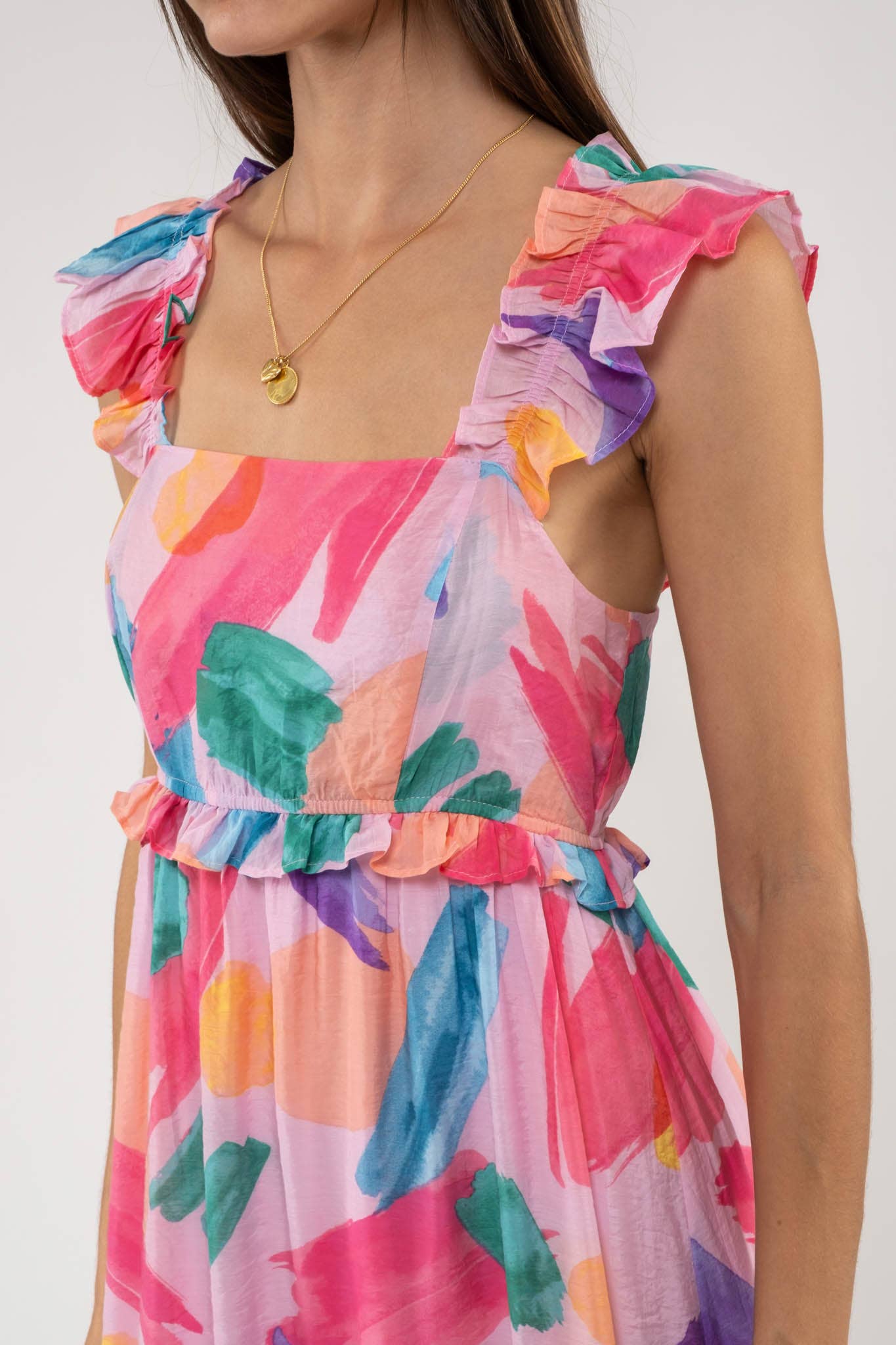 BRUSH STROKE MIDI DRESS