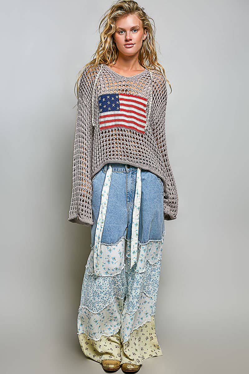 Merica Crochet Knit Sweater