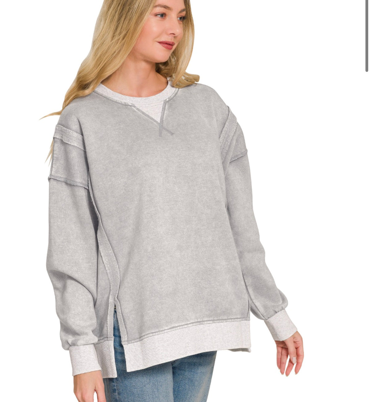 Trim Colorblock Fleece Pullover Sweatshirt