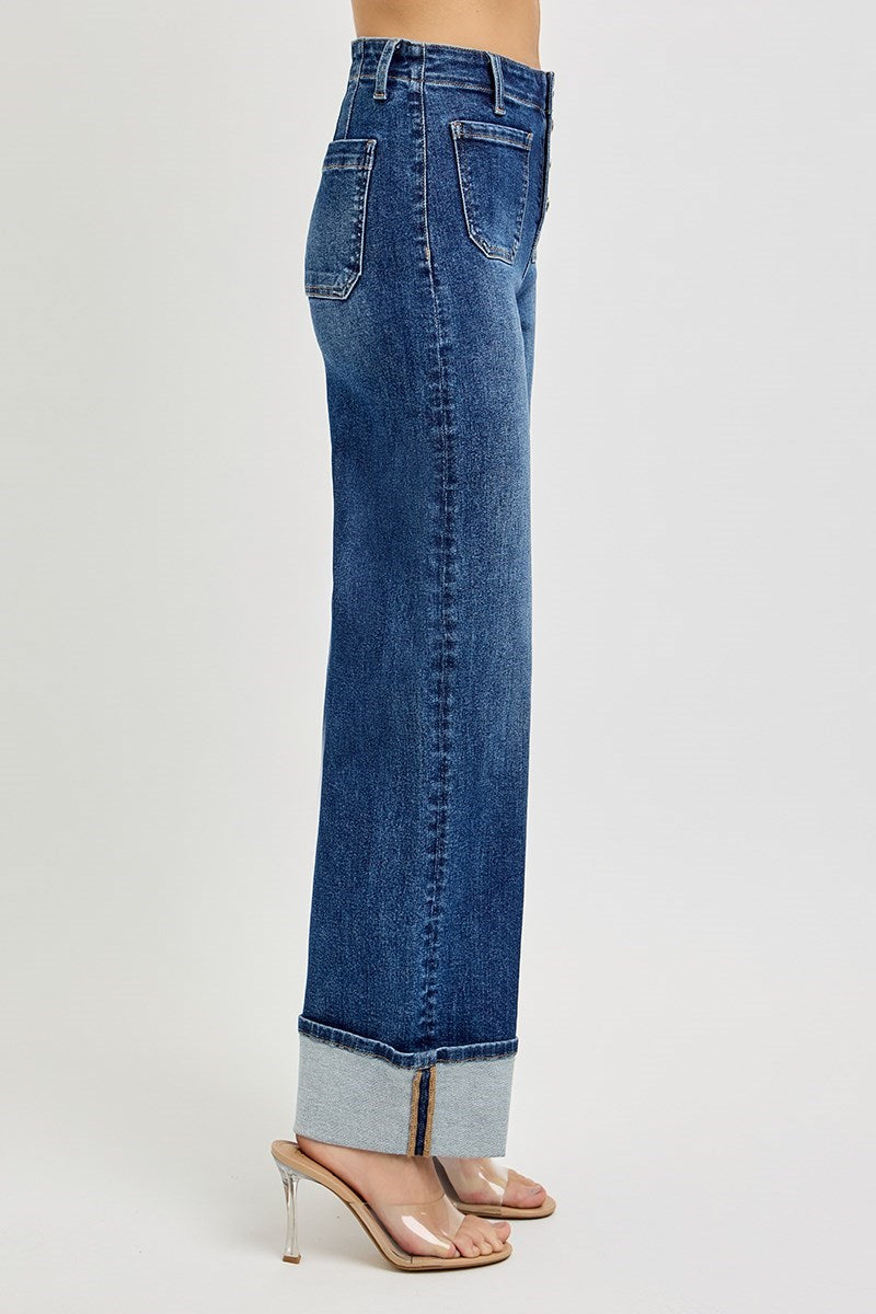 Andrea Ankle Wide Cuffed Denim Jean