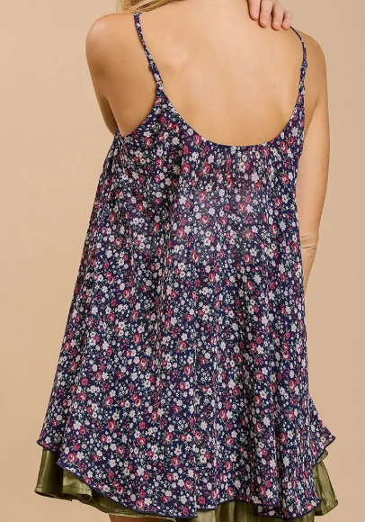 Poppy Fields Navy Swing Tank