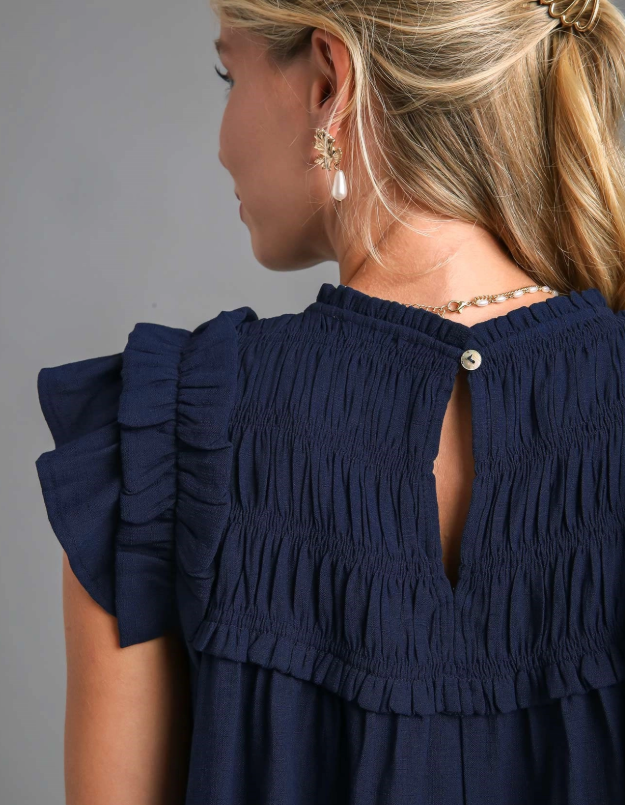 Nautical Ruffle Sleeveless Top