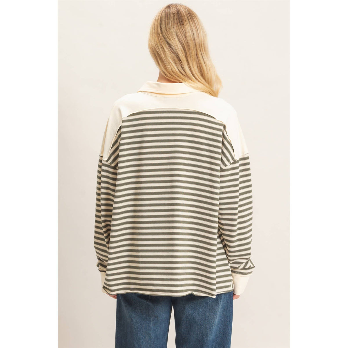 Striped Henley Sweatshirt