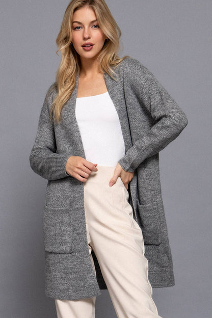 Long Sleeve with Pocket Open Sweater Cardigan