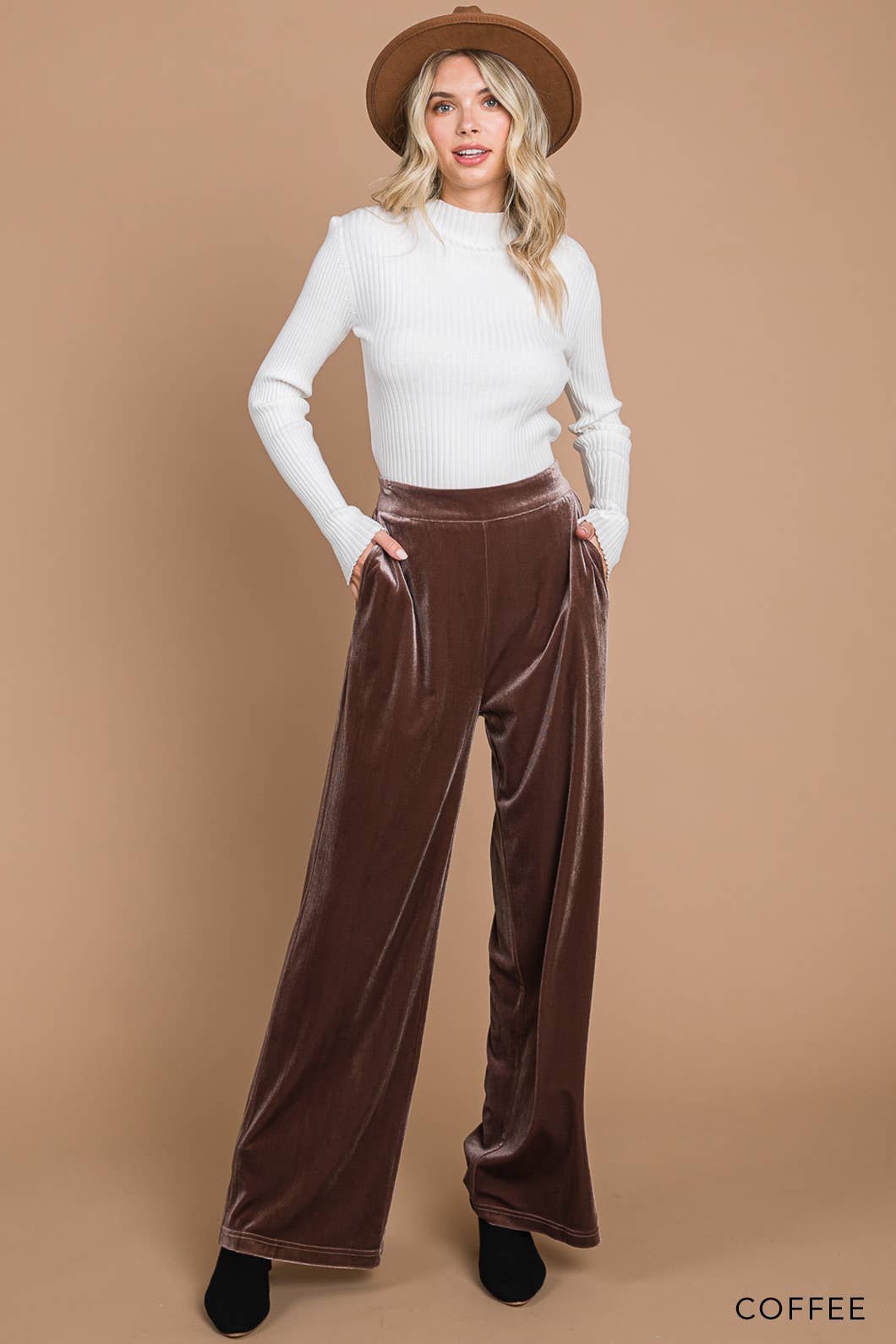 Hot Cocoa Velvet Wide Leg Pant