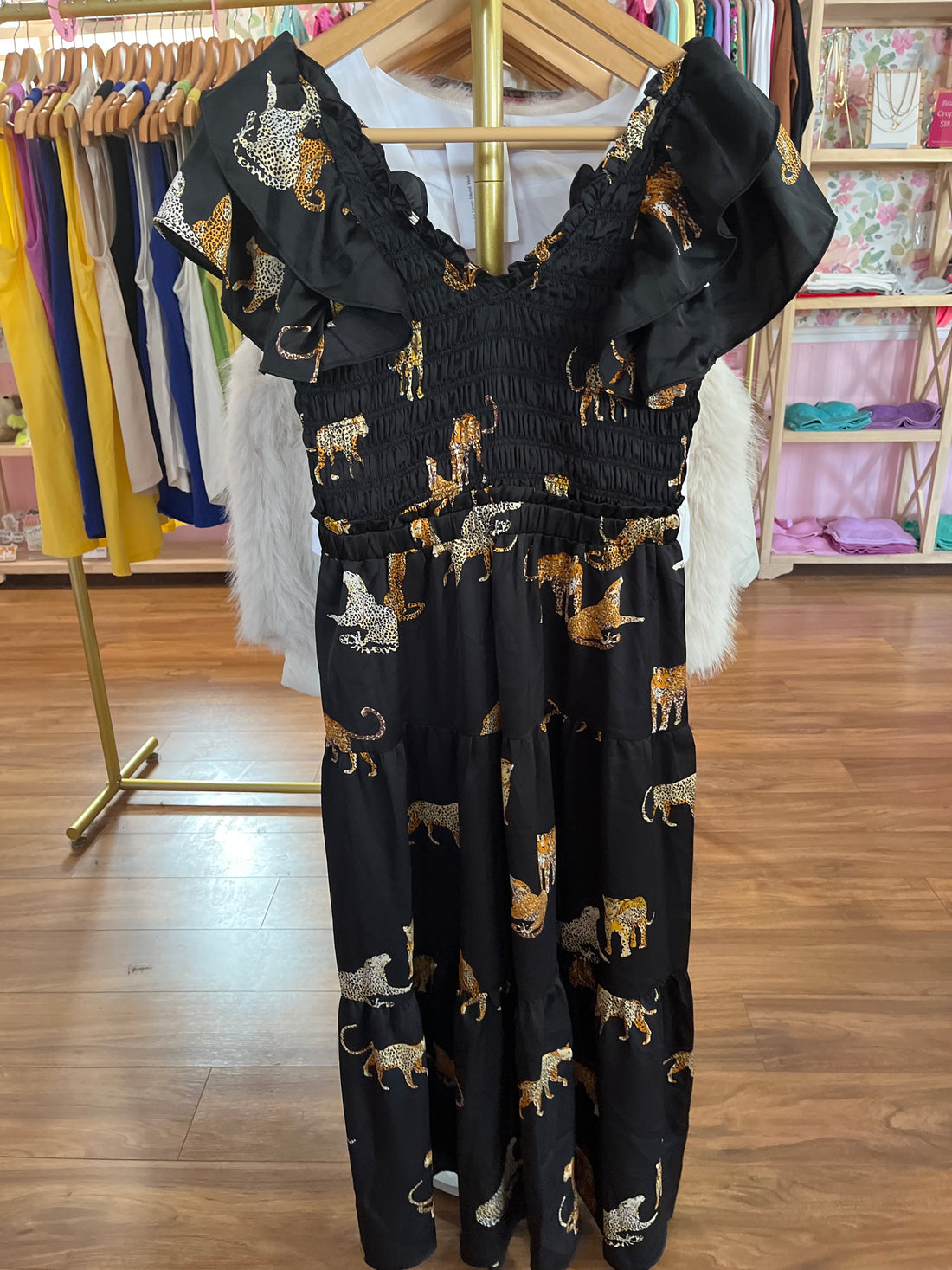 Smocked Animal Leopard Dress