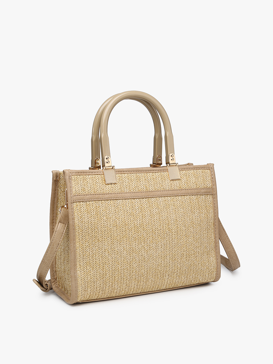 Kaya Rattan Satchel Ivory Gold