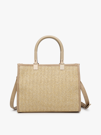 Kaya Rattan Satchel Ivory Gold