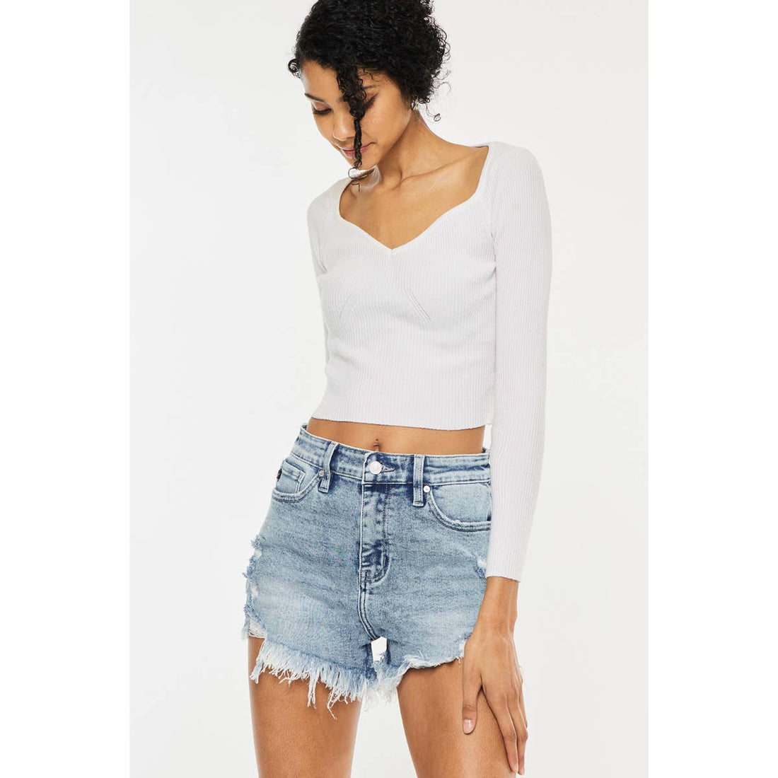 Stonewash Raw Hem Shorts