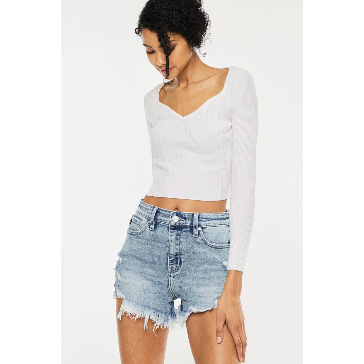 Stonewash Raw Hem Shorts
