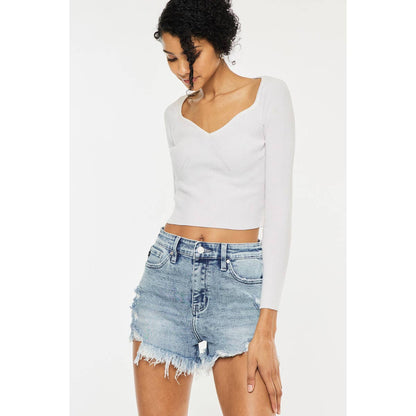 Stonewash Raw Hem Shorts