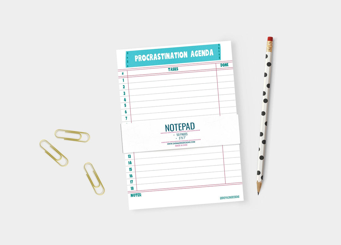 Funny To-Do List Notepad, Procrastination Agenda - 5x7