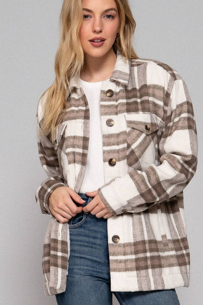 Faux Fur Brushed Plaid Jacket
