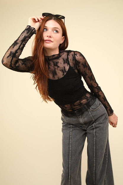 Merry Measure Mesh Lace Top