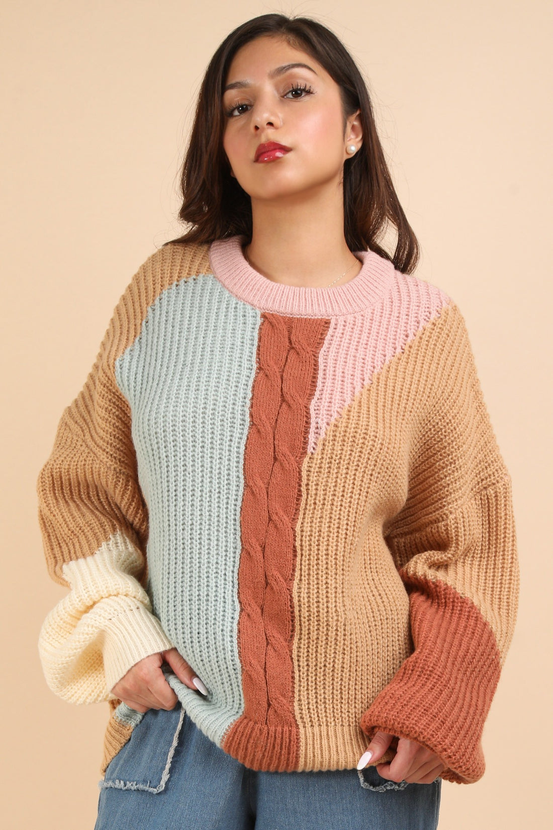 Blush Mix Colorblock Sweater