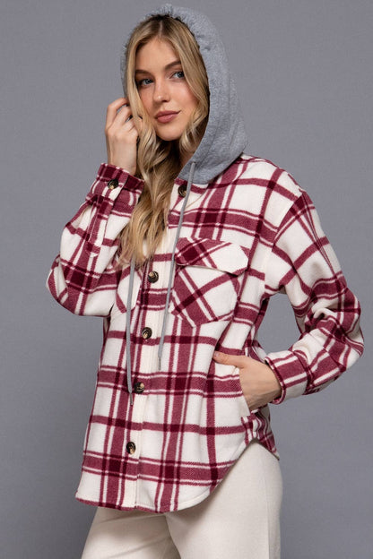 Wine Hooded Fleece Jacket