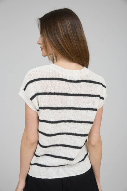 Wilmington Stripe Knit Sweater Cream