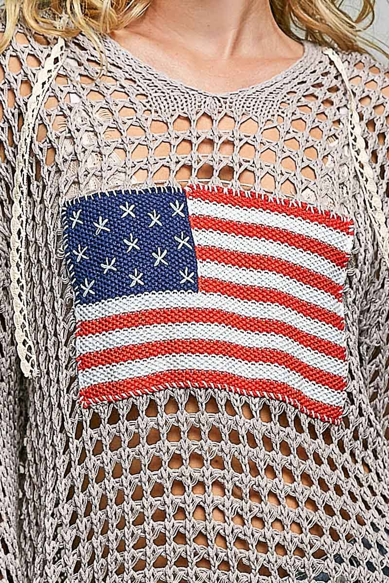 Merica Crochet Knit Sweater