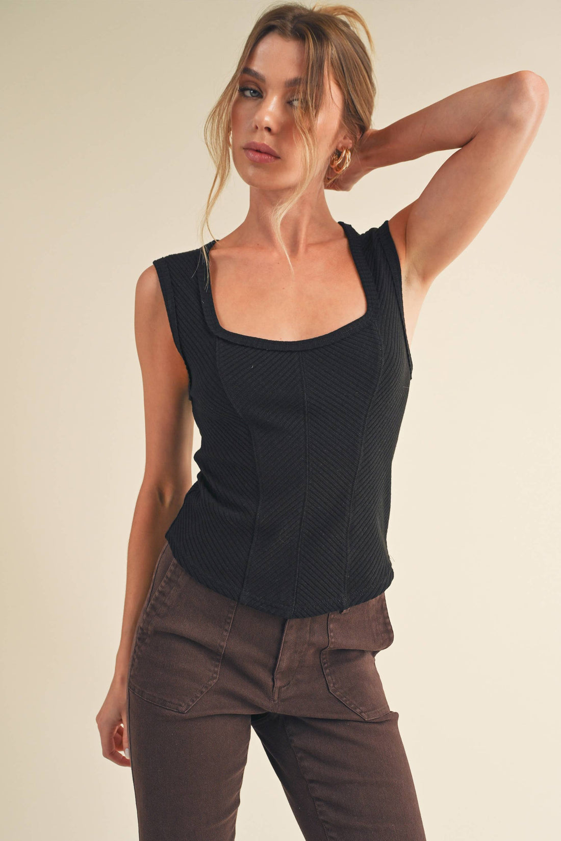 Adele Sweetheart Tank Black