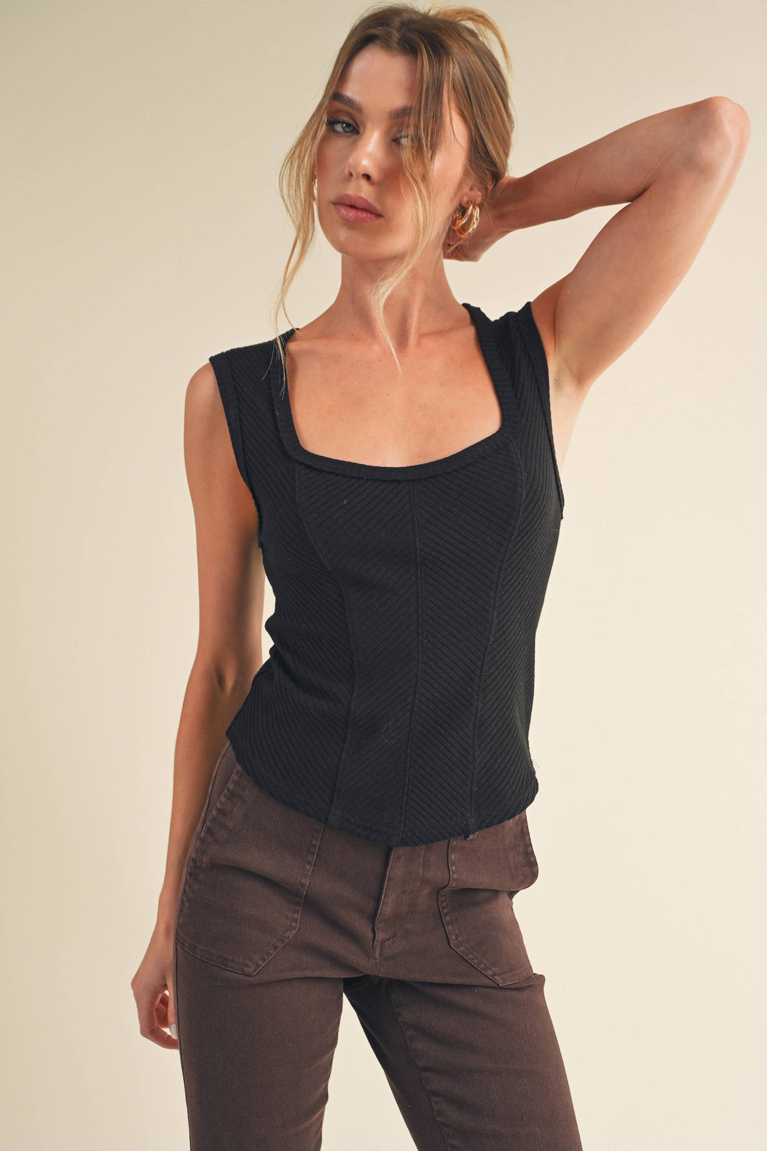 Adele Sweetheart Tank Black
