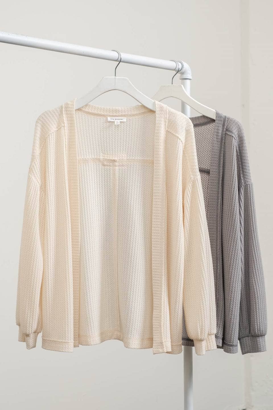 Reverse Stitch Open Cardigan