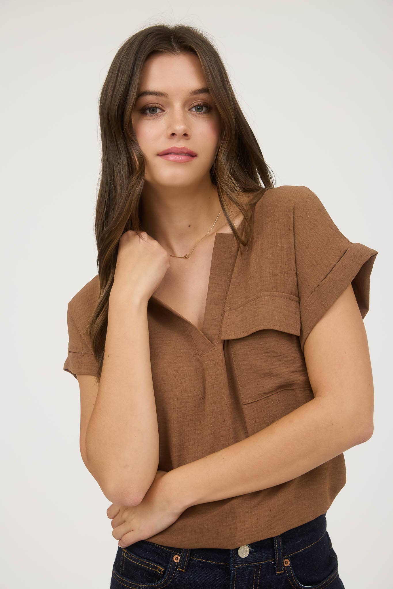 Button Tab Back Blouse
