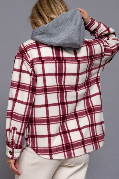 Wine Hooded Fleece Jacket