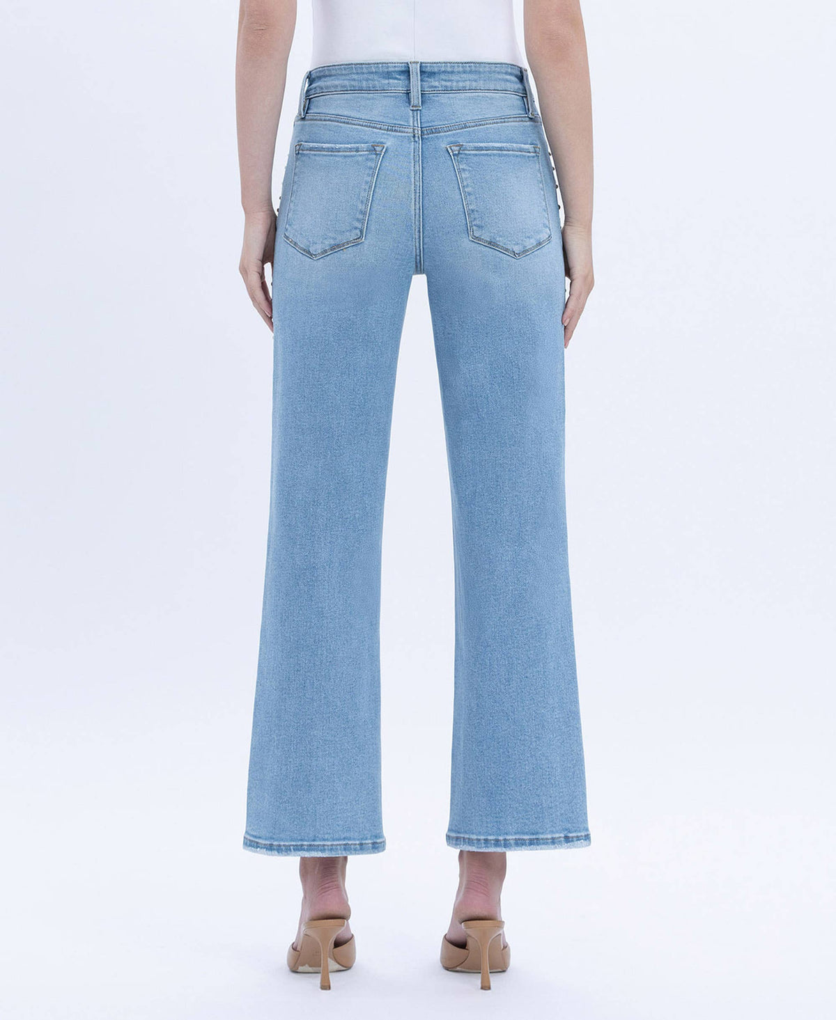 High Rise Stud Ankle Denim