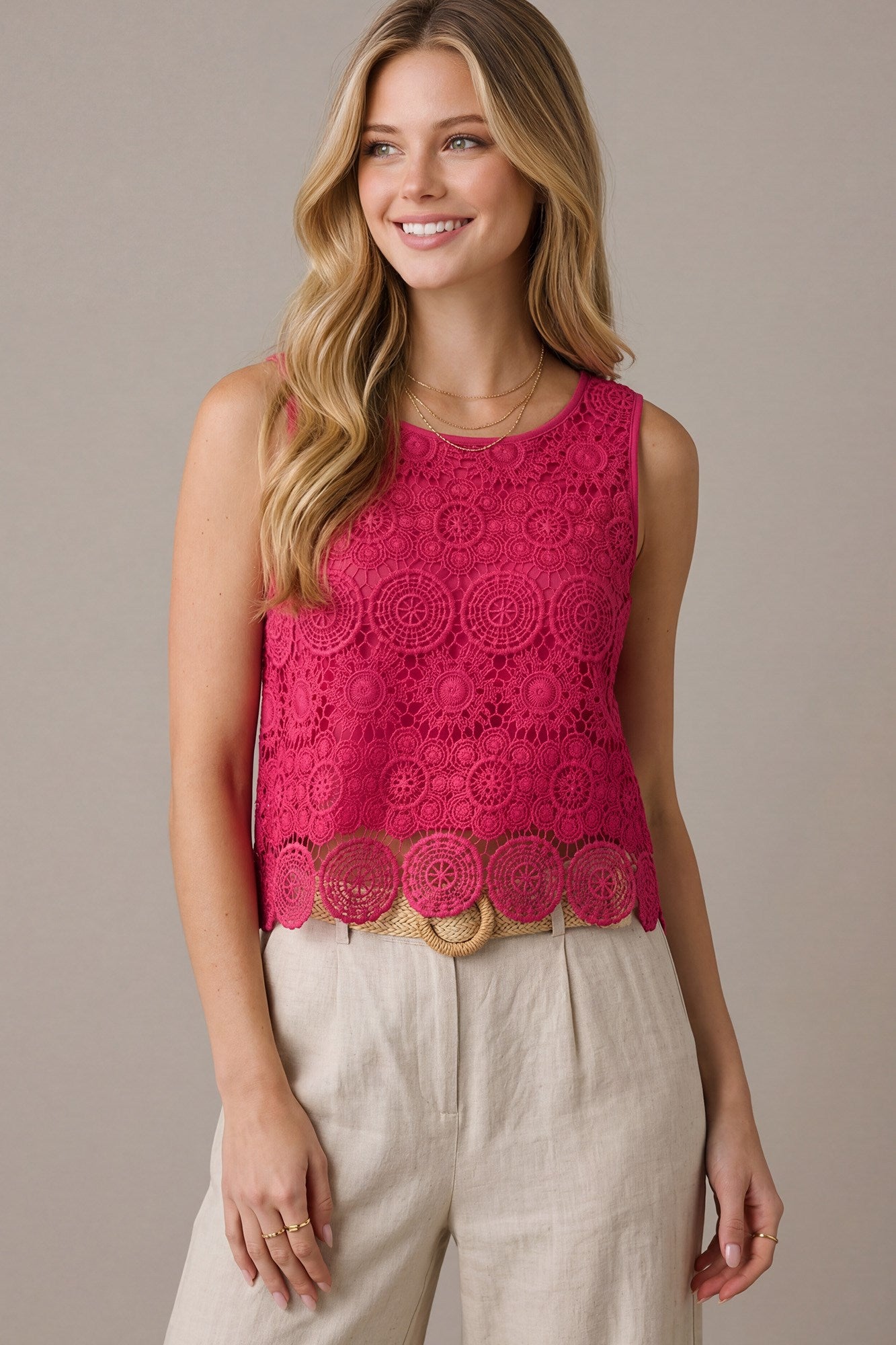 Gina Geometric Crochet Tank
