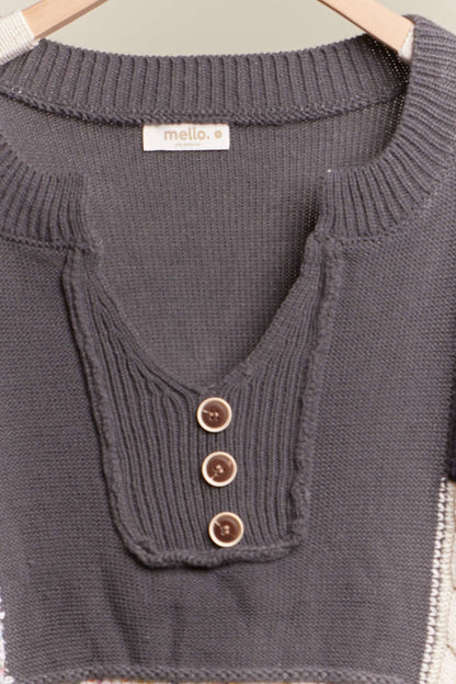 Multi Fabric Color Block lace Sweater