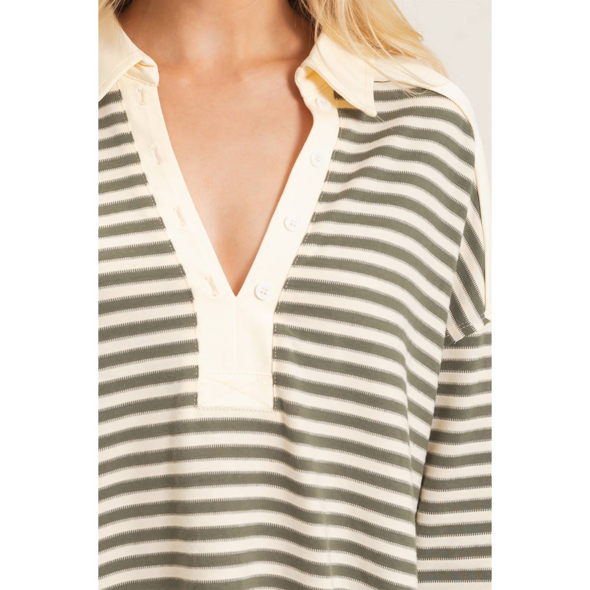 Striped Henley Sweatshirt