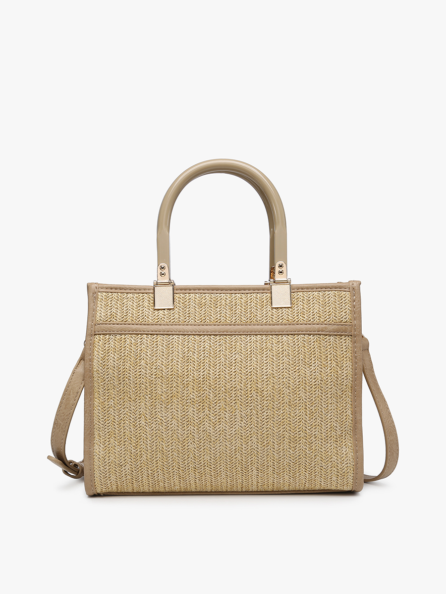 Kaya Rattan Satchel Ivory Gold