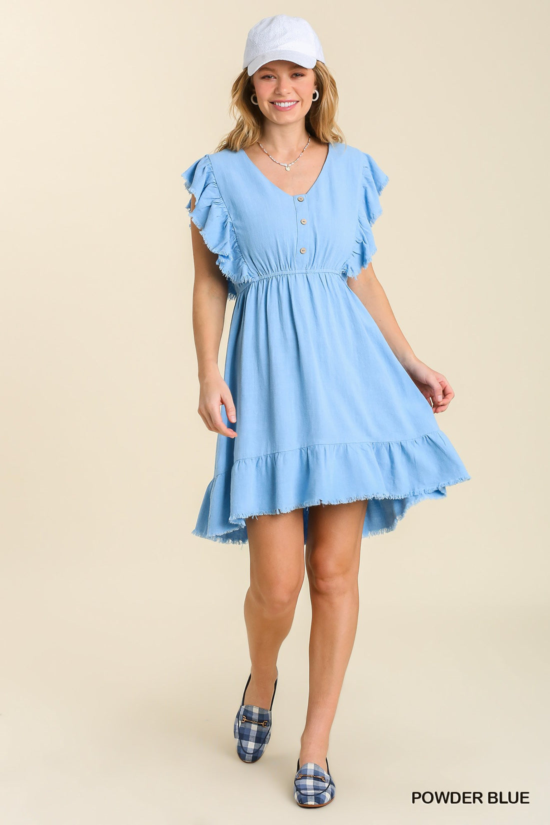Powder Blues Linen Blend Dress