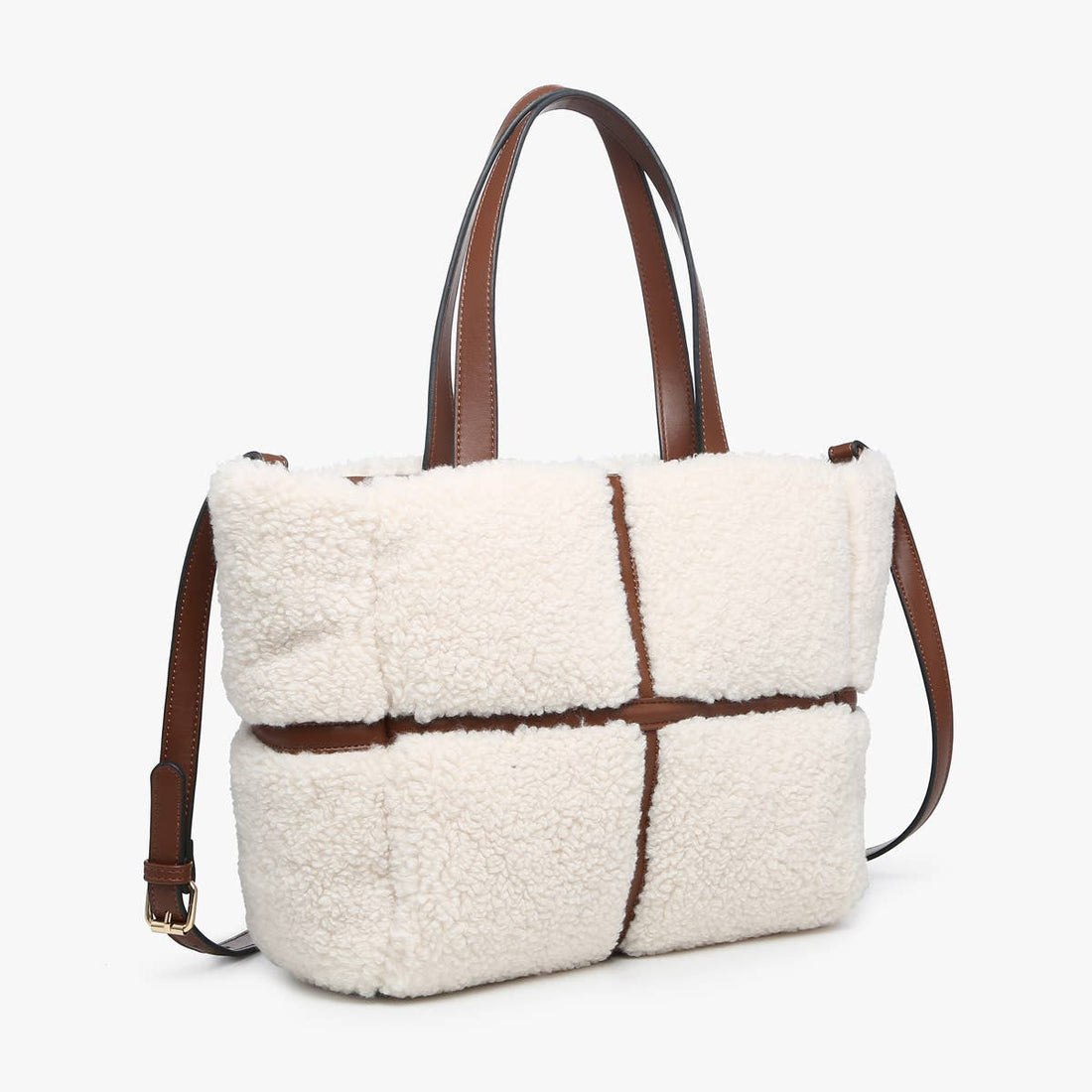Marlene Sherpa Contrast Tote- Chestnut