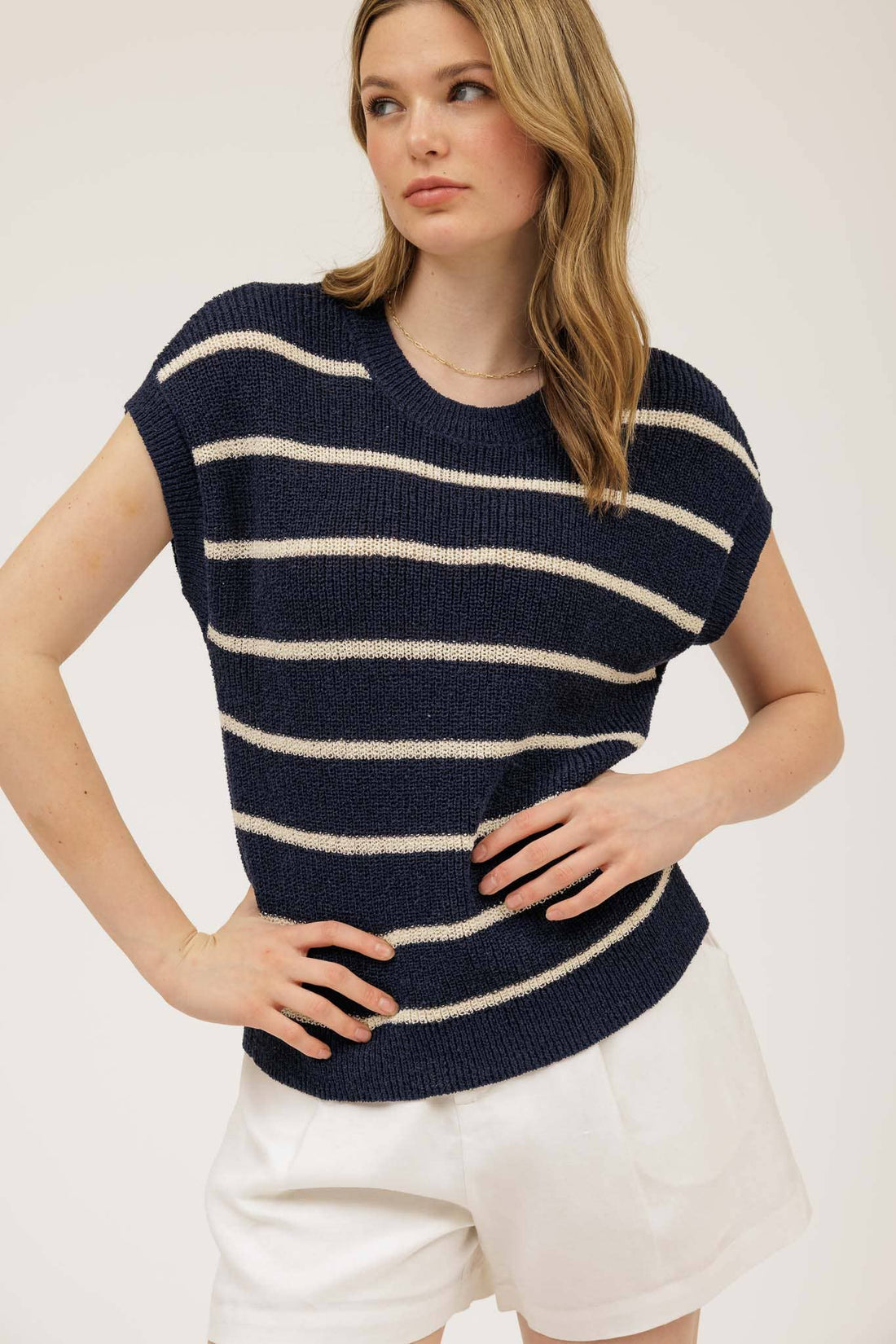 Wilmington Stripe Knit Sweater Navy