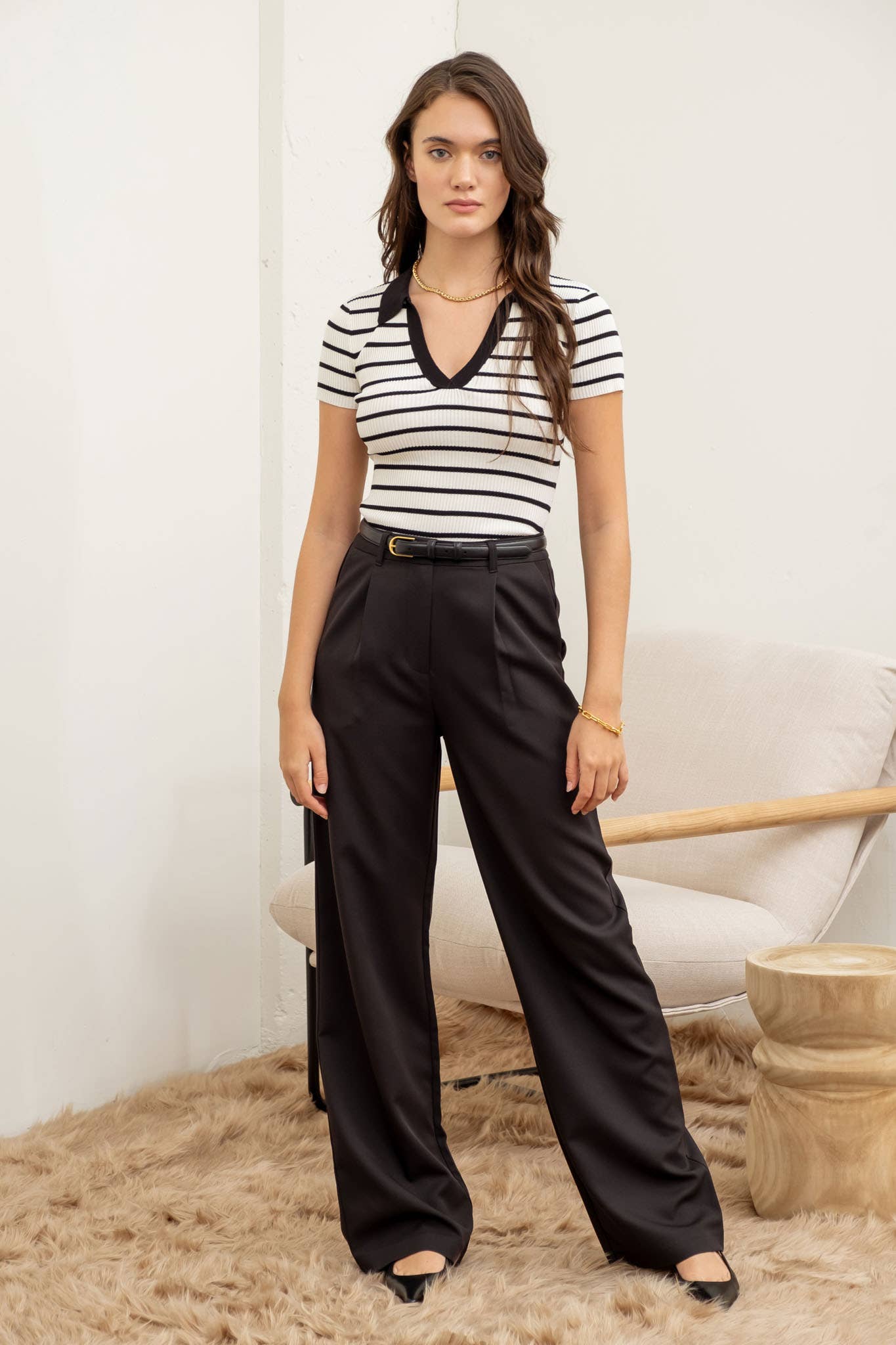 Sully Striped Collared Knit