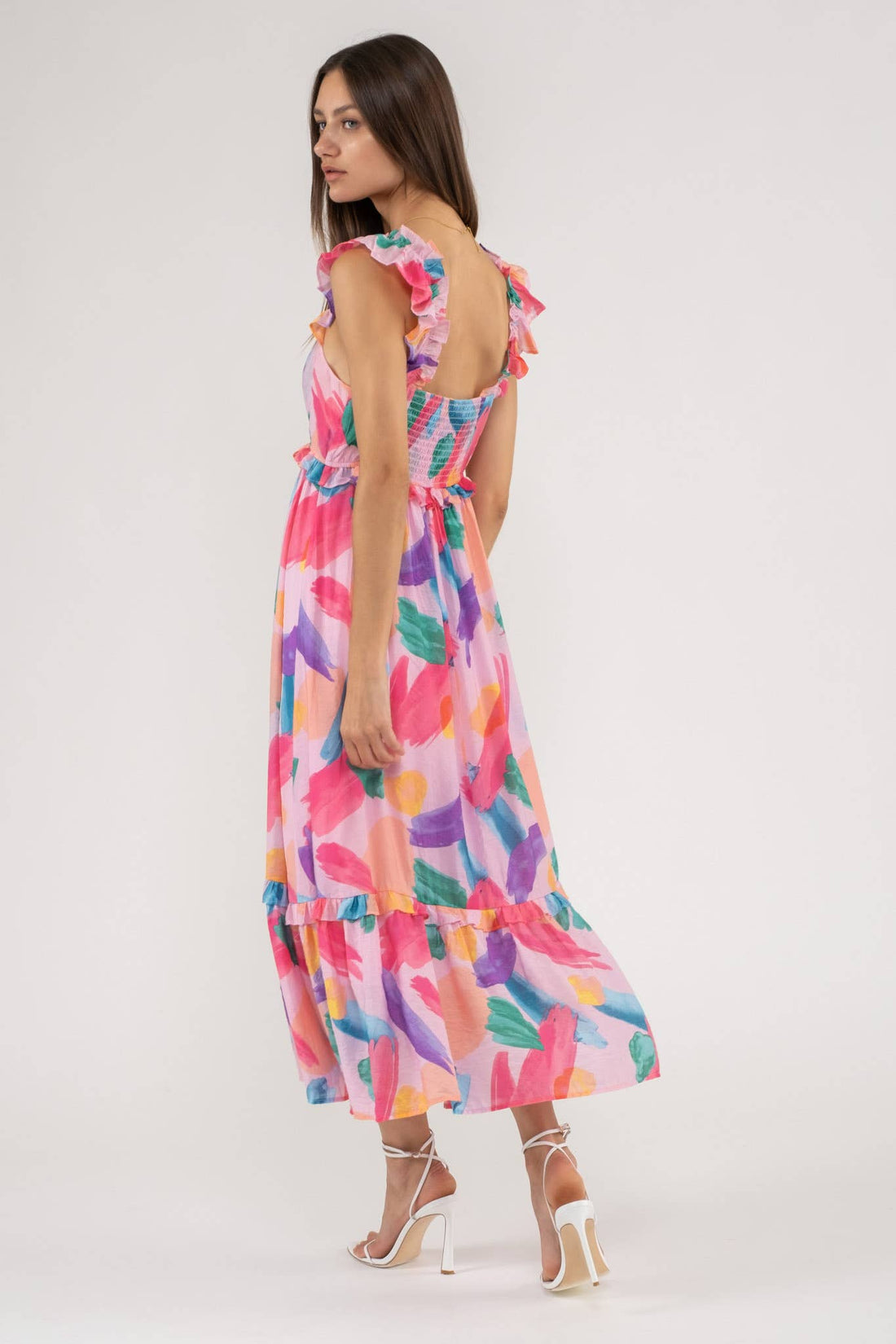 BRUSH STROKE MIDI DRESS