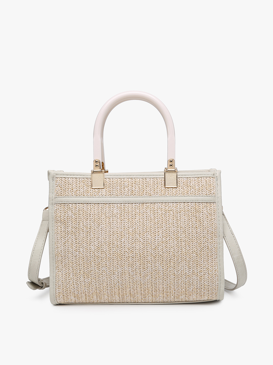 Kaya Rattan Satchel Ivory Gold