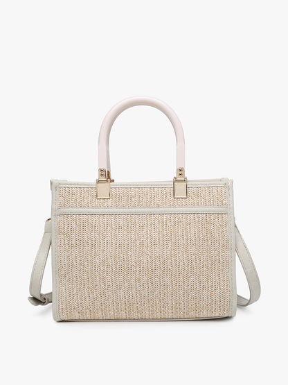Kaya Rattan Satchel Ivory Gold