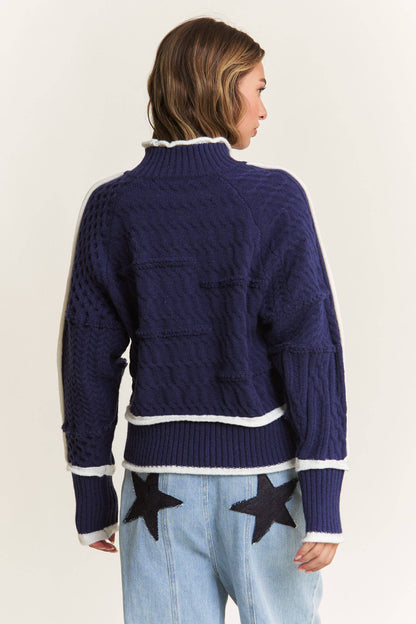 Navy Cable-Knit Sweater