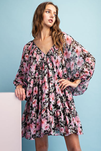 Floral V Neck Dress