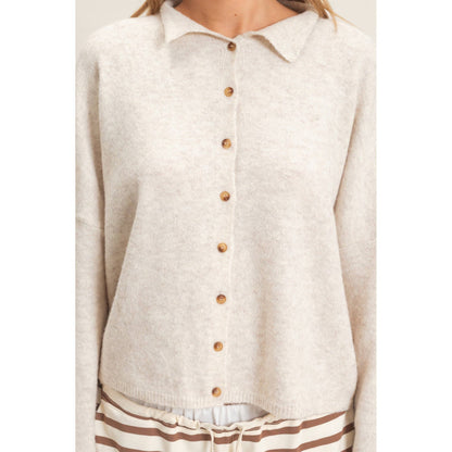 Button-Up Collared Sweater Cardigan