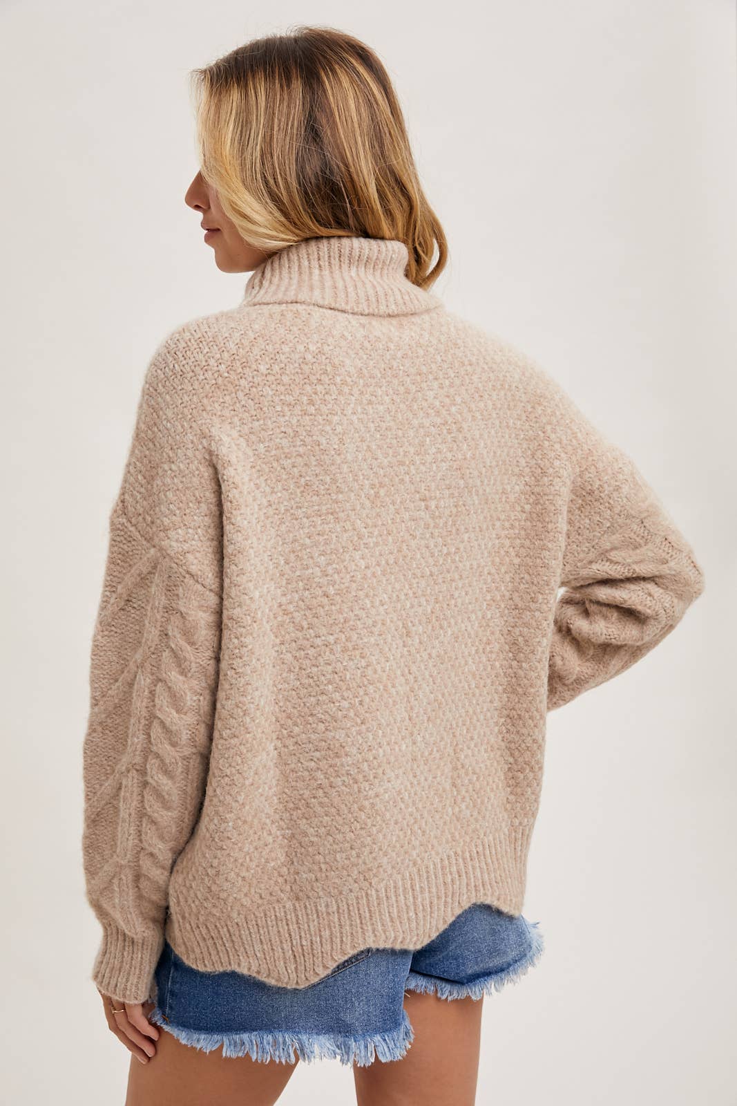 Scallop Hem Turtleneck Sweater