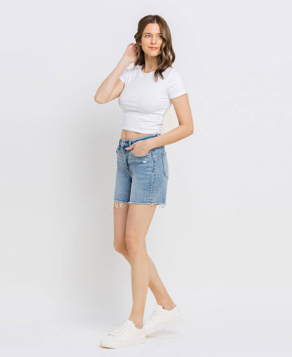 Rachael Raw Hem Midi Shorts