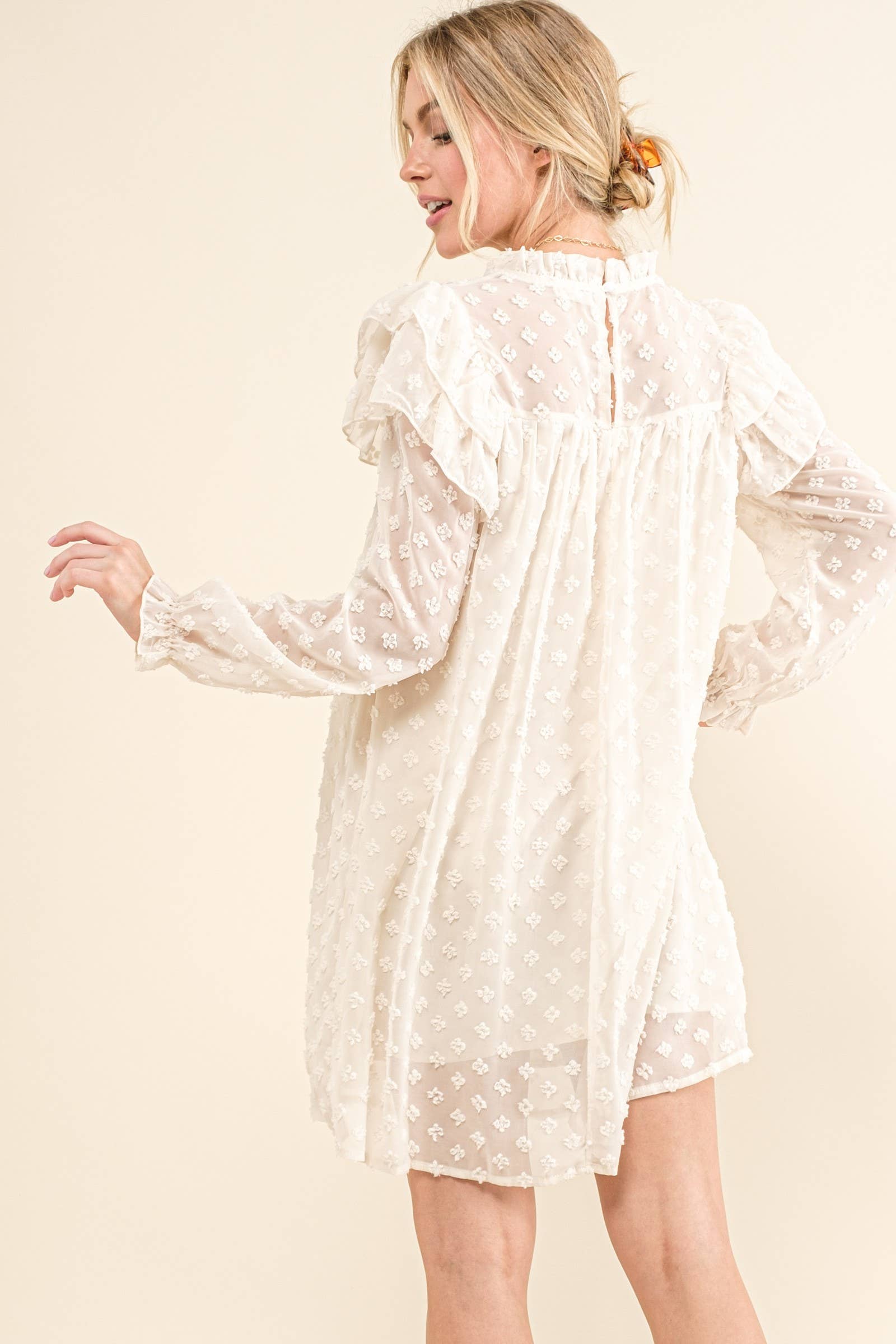 Lovely Ruffle Shoulder Woven Dress