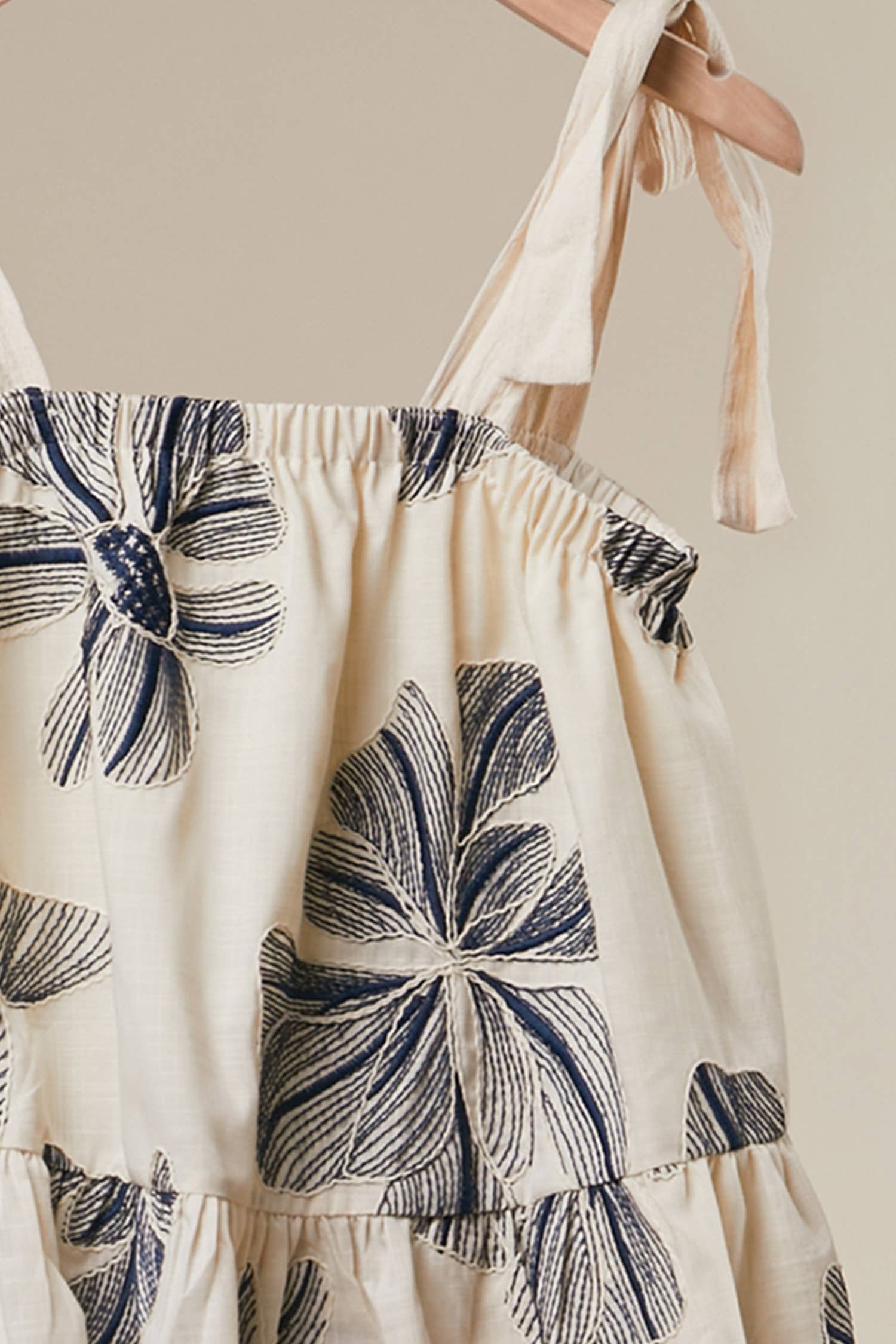 Floral Print Tie-Shoulder Tiered Top