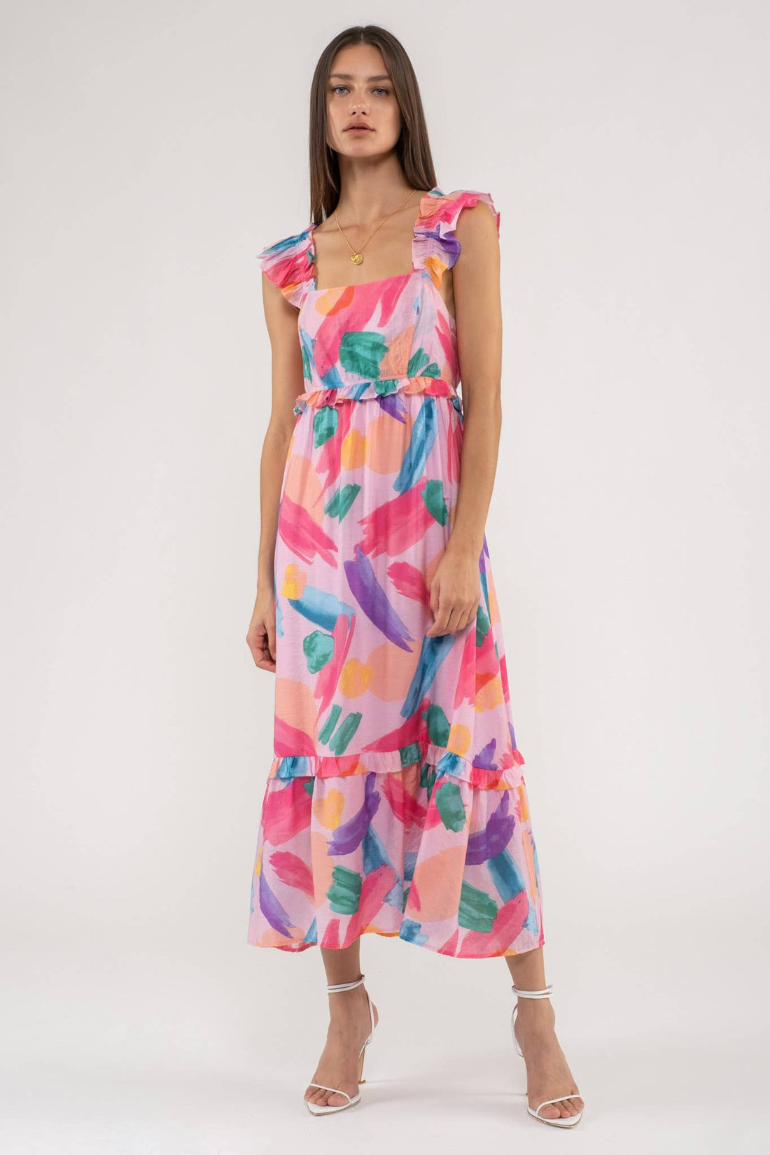BRUSH STROKE MIDI DRESS