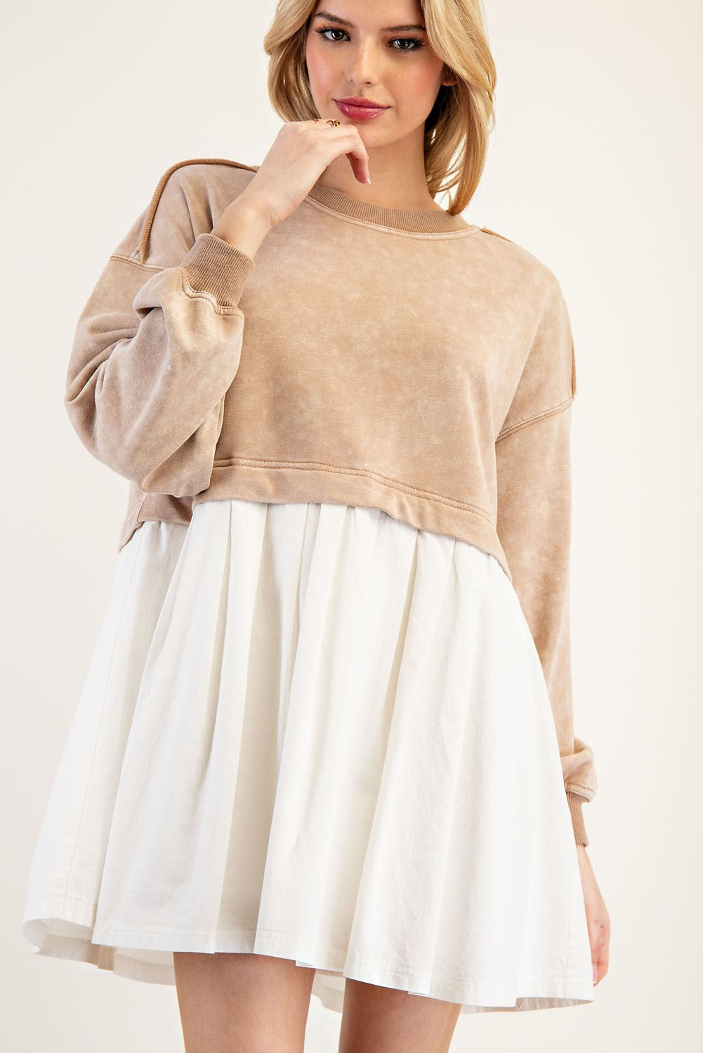 Multi media Tan Sweatshirt Dress