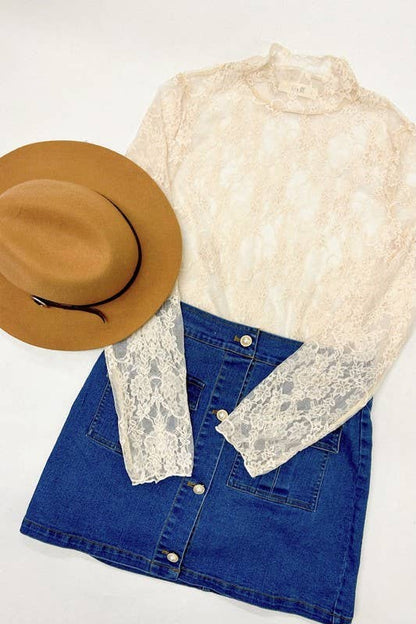 Lucy Lace Floral Top - Ivory PLUS