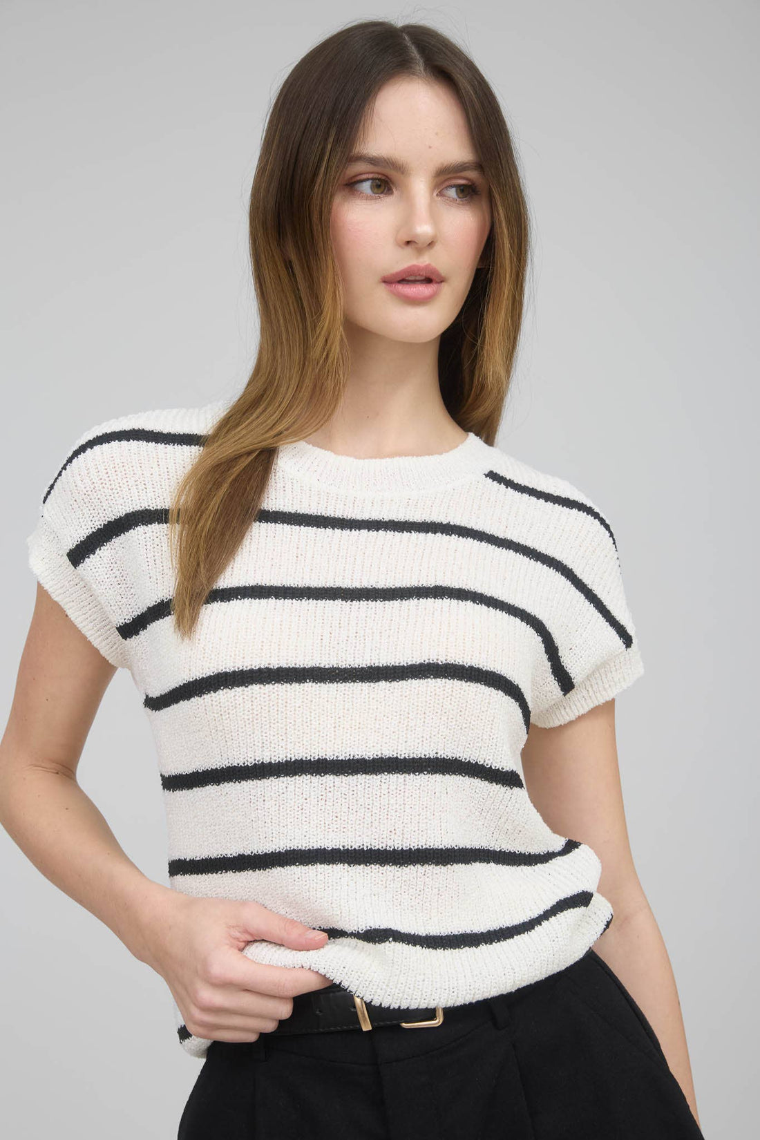 Wilmington Stripe Knit Sweater Cream
